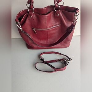Chic Red Leather Shoulder Bag